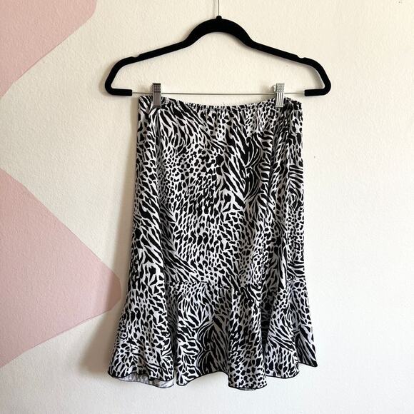 White Zebra Print Midi Skirt,‎  Y2K, Grunge, Boho, Festival, Small, Edgy - Picture 2 of 4